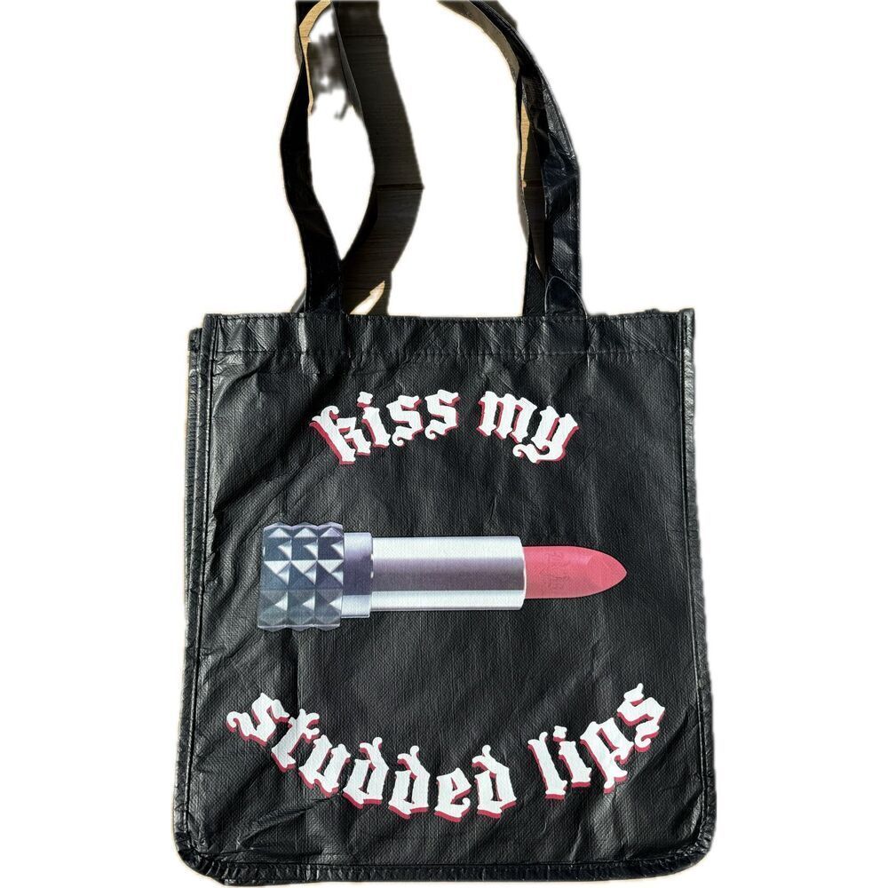 Kat Von D TOTE BAG 13 inch 'KISS MY STUDDED LIPS' Studded Kiss*RARE* NWOT